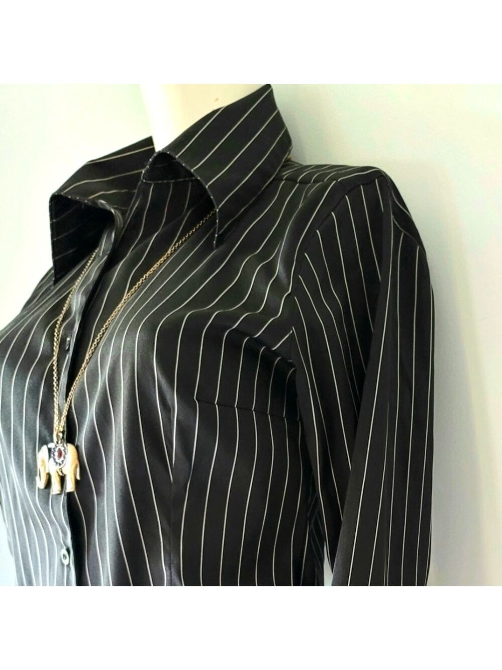Beechers Brook Petite Stretch Long Sleeve Striped Shirt